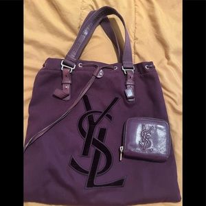 YSL Purple Tote w/ purple patent leather wallet